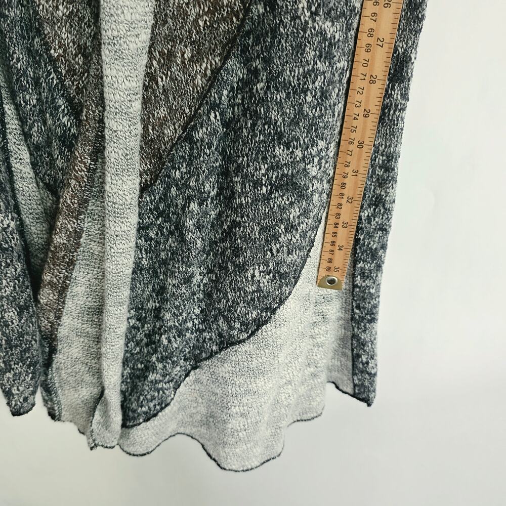 Lagenlook Open Knit Duster Vest Large Wool Blend Gray Marled Waterfall Boho - Picture 15 of 15